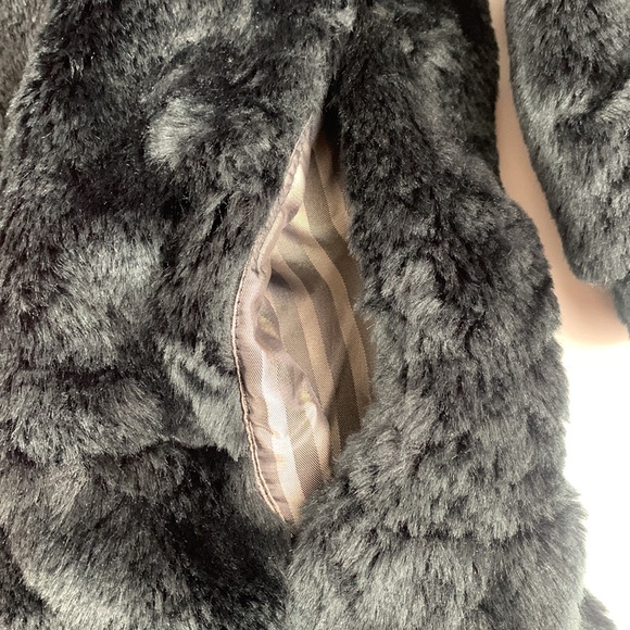 Elevenses Jacket Women 6 Black Anthropologie Faux Fur Bomber Overcoat Lined - Picture 12 of 14
